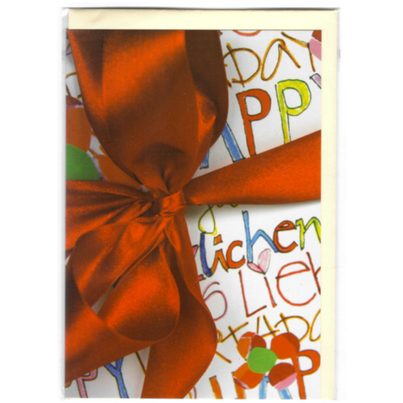 Geburtstagskarte mit Schleife mit Kuvert Happy Birthday Herzlichen Glückwunsch